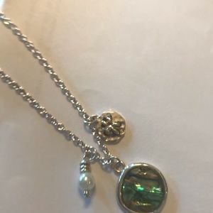 Abalone stone necklace pearl and sand dollar